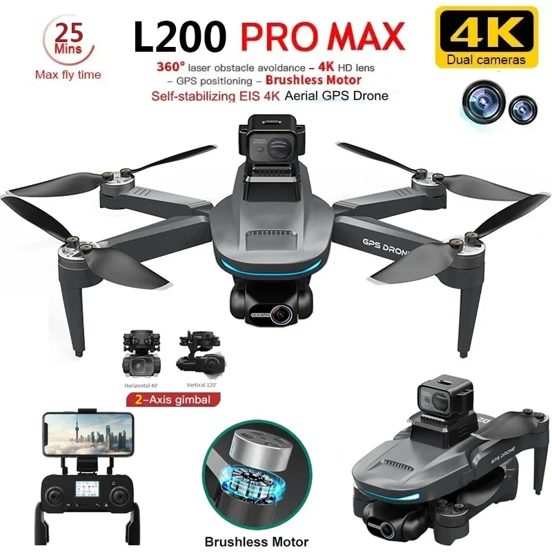 Drone Camera 4K - L200 PRO MAX Drone 4K 2-Axis