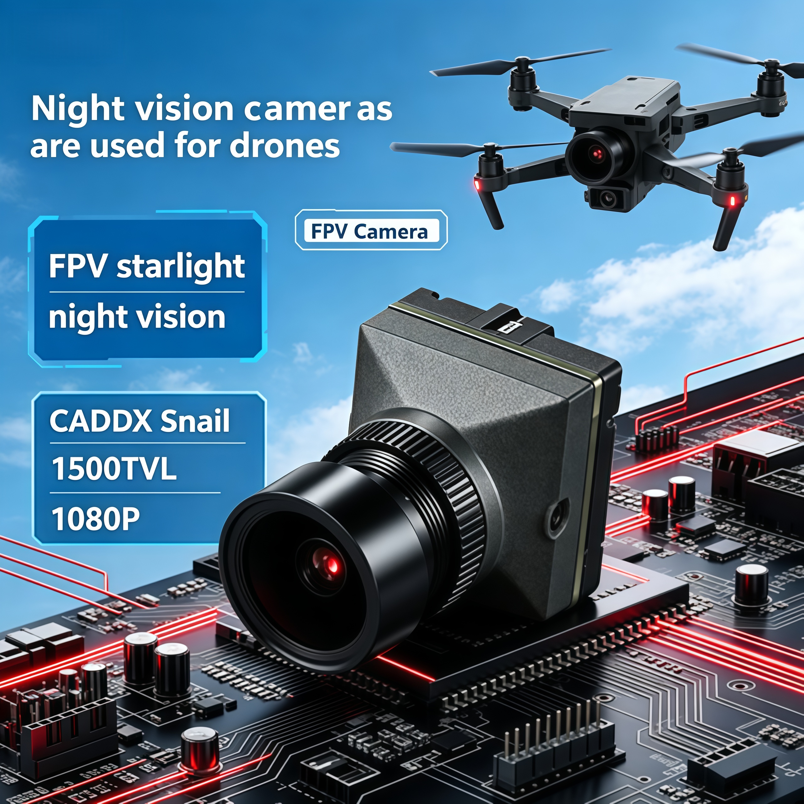 Drone Camera Night Vision - 1500TVL HD CADDX Snail FPV Camera