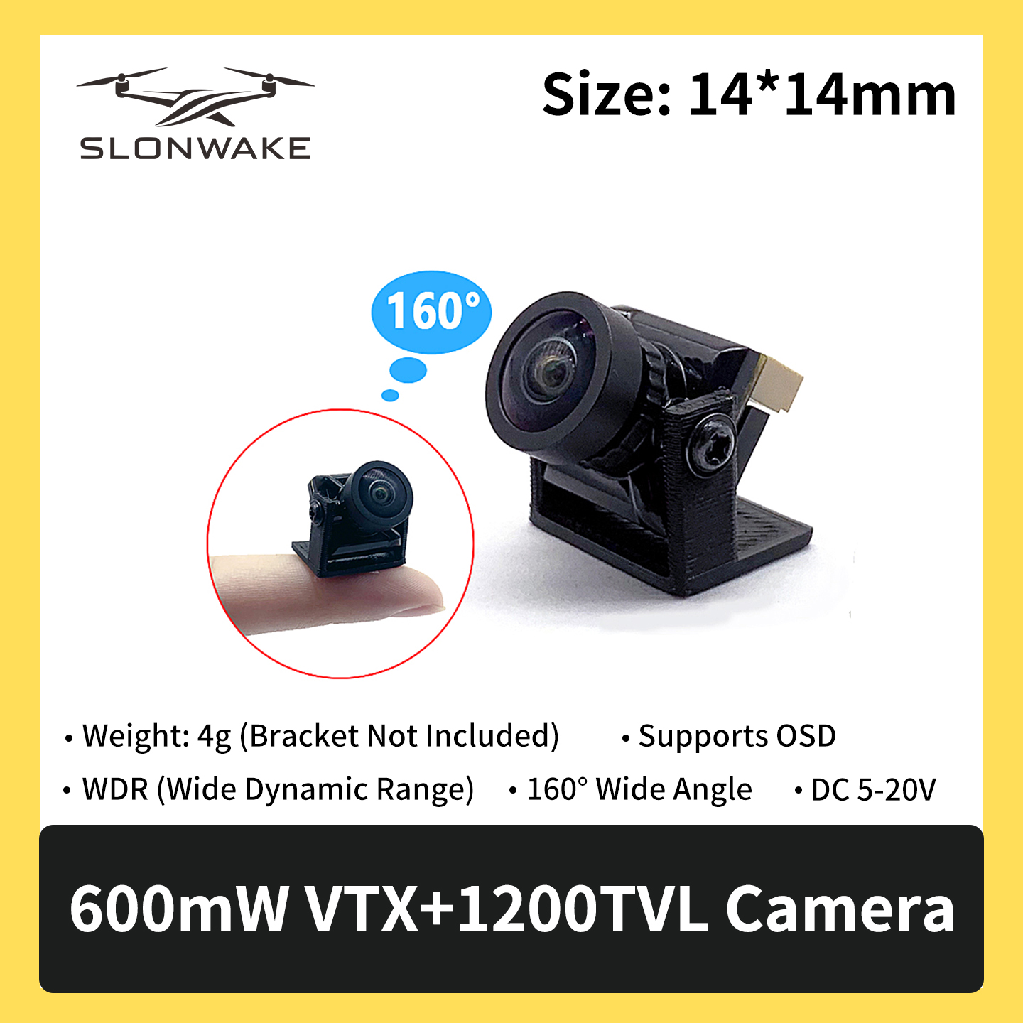 SLONWAKE 5.8G 600mW 7-24V FPV  - مراجعة Drone Camera Wide Angle وسعره